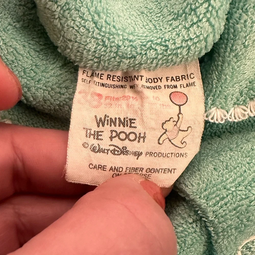 Vintage 80s Disney Winnie the Pooh Terry Cloth Footed Sleeper USA